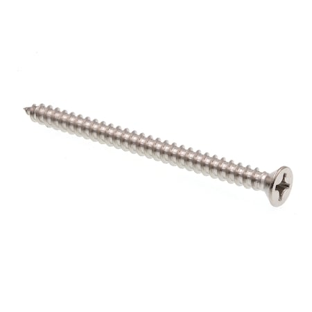 Sheet Metal Screw, #12 x 3 in, Plain Stainless Steel Flat Head Phillips Drive, 15 PK